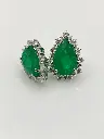 Aretes Esmeralda Gota y Diamantes - Esm 6.07Ct / Bri 0.97Ct / OB (Cert)
