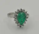 Anillo Esmeralda Gota y Diamantes - Esm 7.85Ct / Dia 0.57Ct / OB 