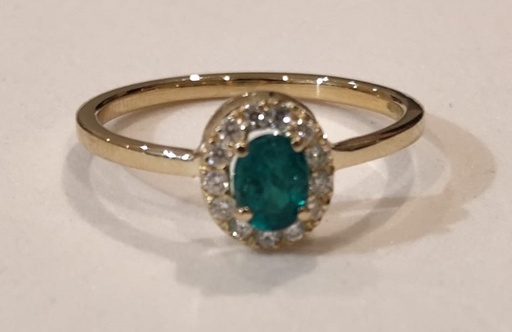 [103] Anillo Esmeralda Oval y Diamantes - Esm 0.34Ct/D 0.15Ct/ OA
