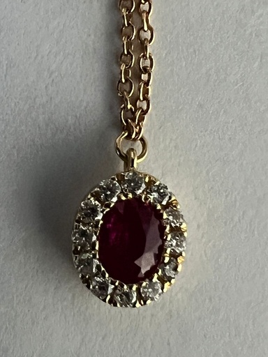 [141] Collar Rubi y Diamante - R 0.2Ct/ D 0.1Ct/ OA / 45 CM