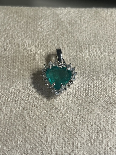 [170] Anillo Esmeralda Corazón - Esm 1.26Ct/D 0.05Ct/ OB