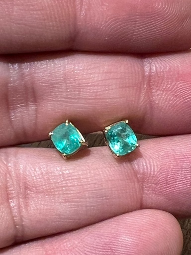 [245] Aretes Esmeralda Cushion - Esm 1.25Ct OA