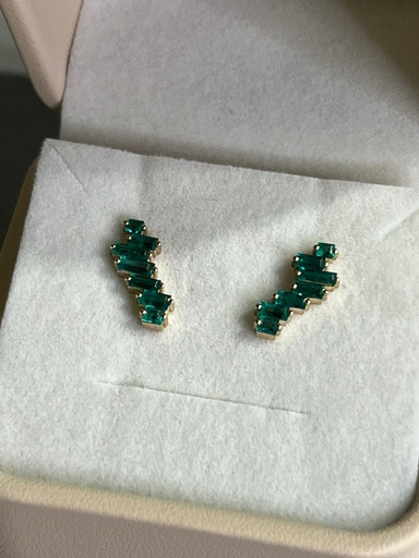 [250] Aretes Esmeralda Baguette - Esm 1Ct/ OA/OB