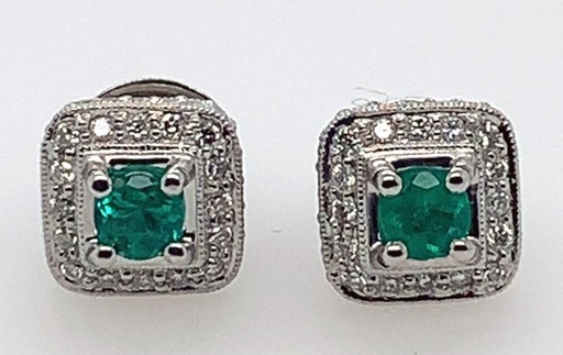 [269] Arete Esmeralda Redonda y Diamante- Esm 0.46Ct / Bri 0.45Ct / OB