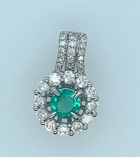 [464] Dije Esmeralda Redonda y Diamantes - Esm 0.29Ct / Dia 0.42Ct / OB-OA